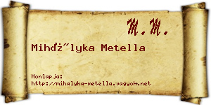 Mihályka Metella névjegykártya
